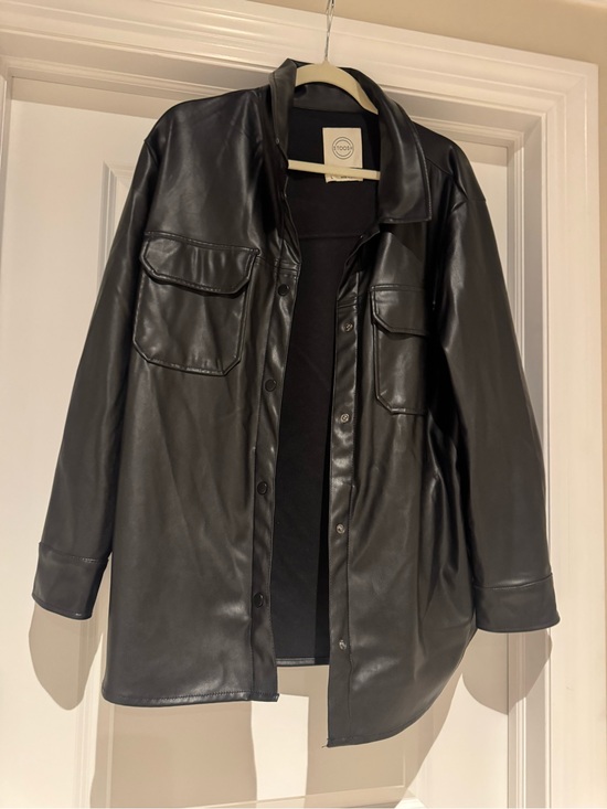 Stoosh Jackets & Blazers - Stoosh Black Faux Leather Shacket Jacket